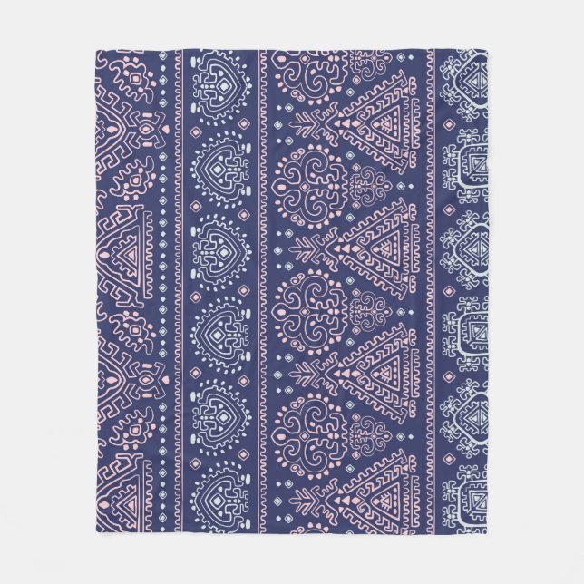 Manta Polar Patrón tribal mexicano, étnico sin fisuras. (Anverso)