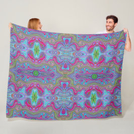 Manta Polar Patrón Trippy Multicolor Azul Cielo Ondulado