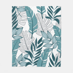 Manta Polar Patrón tropical con plantas y hojas a la moda 
