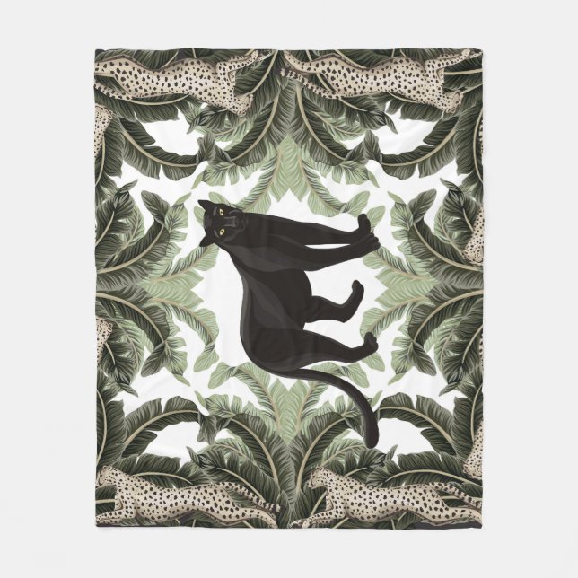 Manta Polar Patrón tropical de guepardo de árbol bananero (Anverso)