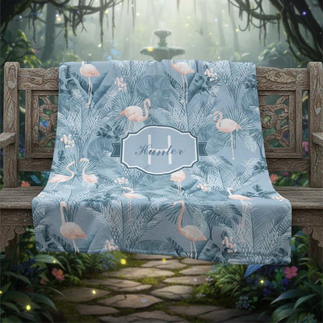 Manta Polar Patrón tropical de Orquídea Flamingo ID868 azul (Subido por el creador)