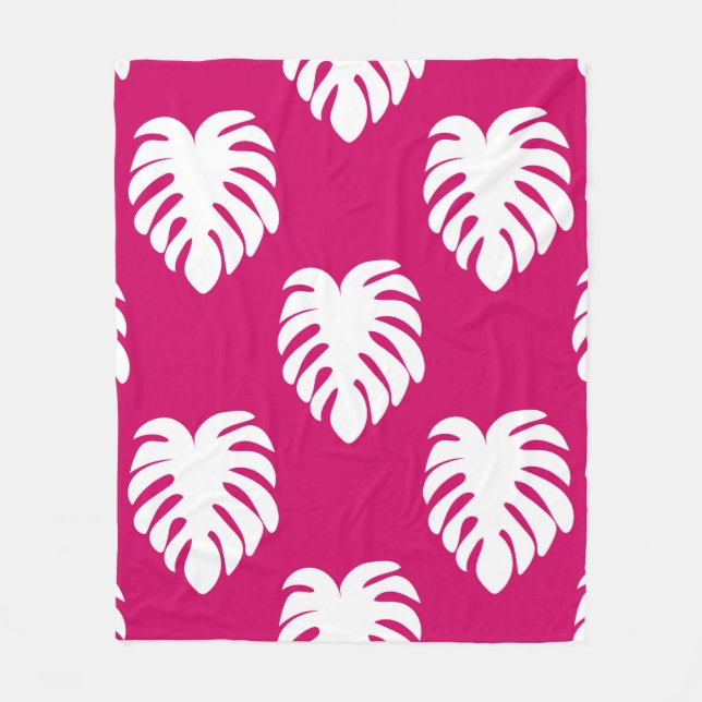 Manta Polar Patrón tropical sin fisuras con monstera. arte,ret (Anverso)