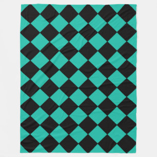 Manta Polar Patrón verde azulado y negro de diamante Harlequin