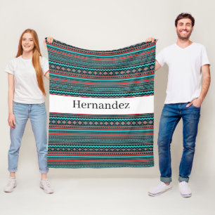 Manta Polar Patrón verde azulado y rojo del suroeste personali