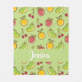 Manta Polar Patrón verde de frutas frescas de verano