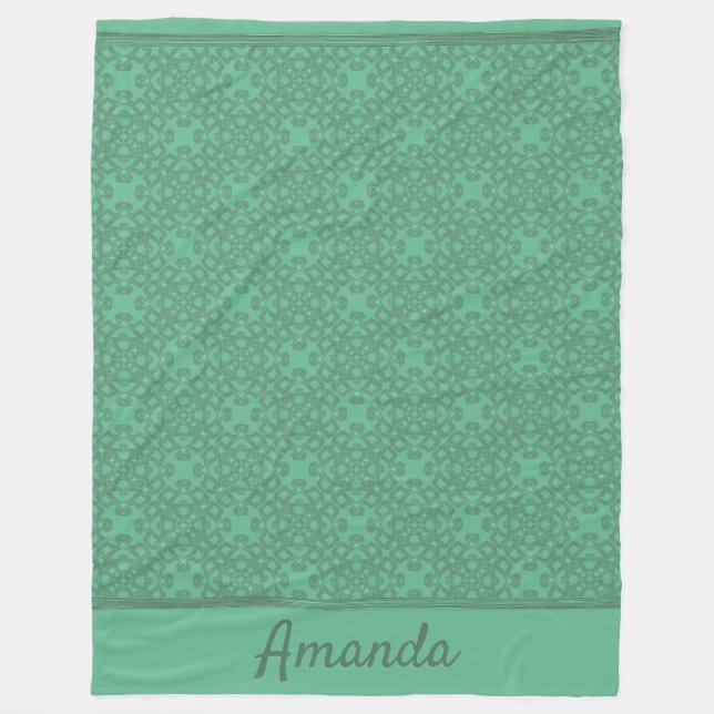 Manta Polar Patrón verde de menta personalizado (Anverso)