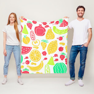 Manta Polar Patrón vibrante de frutas coloridas