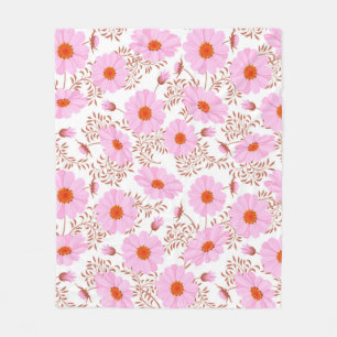 Manta Polar Patrón vintage de flores de margarita rosa sin fo