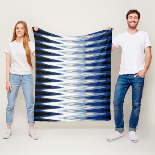 Manta Polar Patrón Zig Zag azul negro gris blanco amarillo