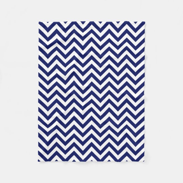 Manta Polar Patrón ZigZag Chevron grande azul y blanco de la M (Anverso)