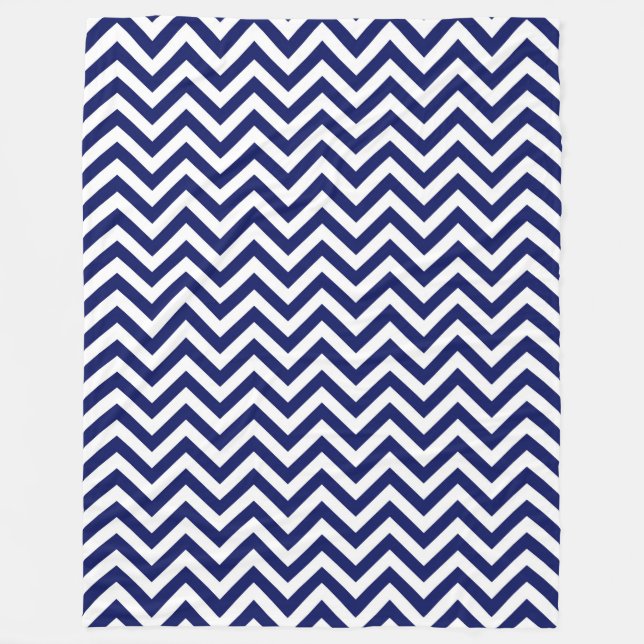 Manta Polar Patrón ZigZag Chevron grande azul y blanco de la M (Anverso)