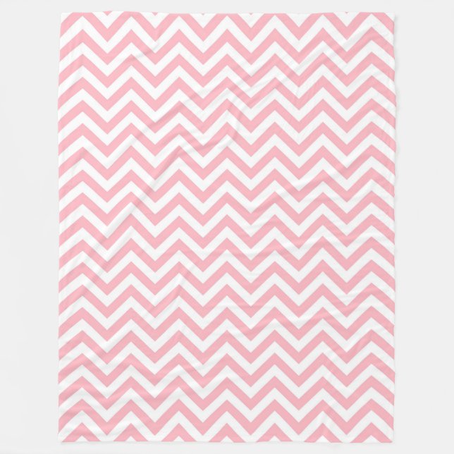 Manta Polar Patrón ZigZag Chevron grande rosa y blanco (Anverso)