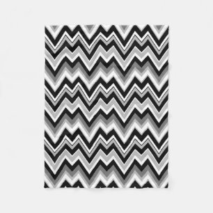 Manta Polar Patrón Zigzag De Chevron Blanco Negro Y Gris