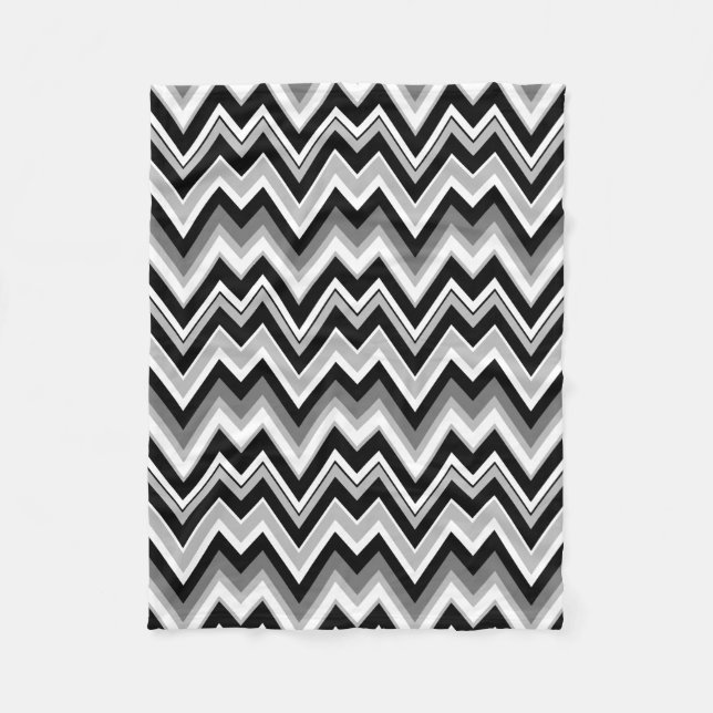 Manta Polar Patrón Zigzag De Chevron Blanco Negro Y Gris (Anverso)