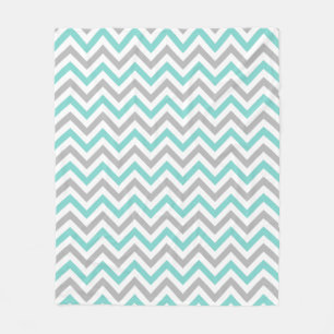 Manta Polar Patrón ZigZag De Chevron Grande, Turquesa, Gris
