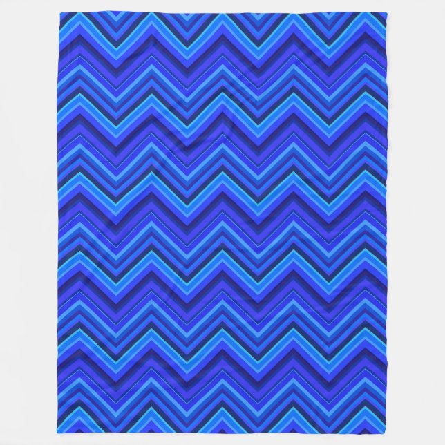 Manta Polar Patrón zigzag de franjas azules (Anverso)