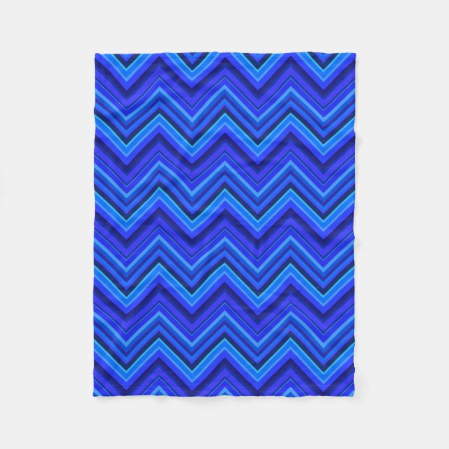 Manta Polar Patrón zigzag de franjas azules (Anverso)