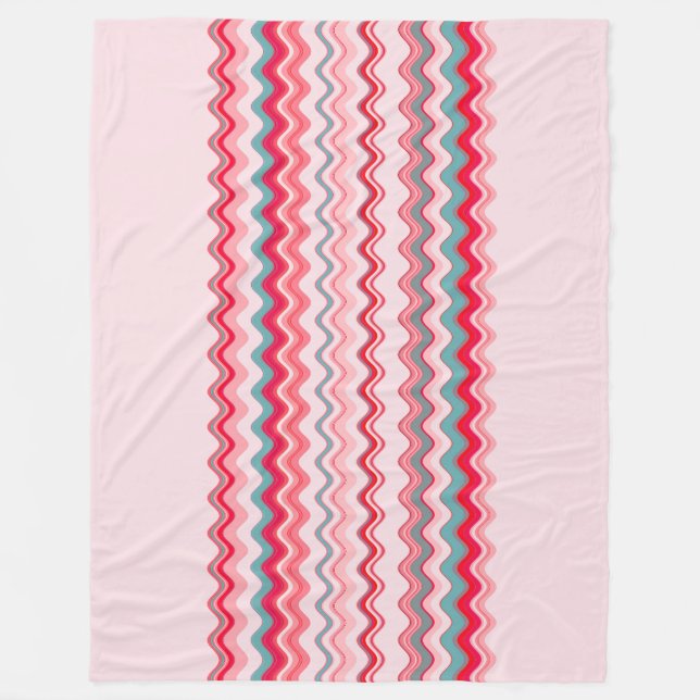 Manta Polar Patrón Zigzag de onda azul rosa (Anverso)
