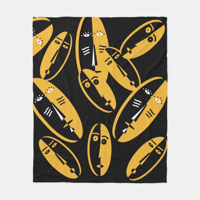 Manta Polar patrones abstractos de rostro modernos (Anverso)