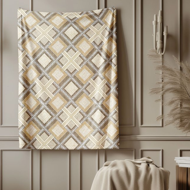 Manta Polar Patrones contemporáneos marrones y marfileños suti (Contemporary Brown and Ivory Subtle Patterns Fleece Blanket)