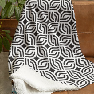Manta Polar Patrones de adornos grises y blancos diseño antigu