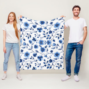Manta Polar Patrones florales azules del algodón francés Papan