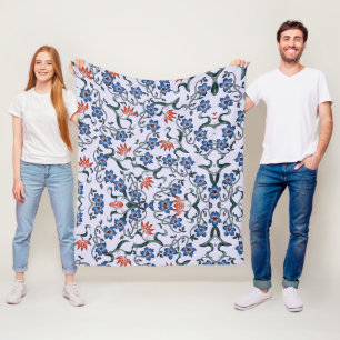 Manta Polar Patrones florales azules vibrantes con enredaderas