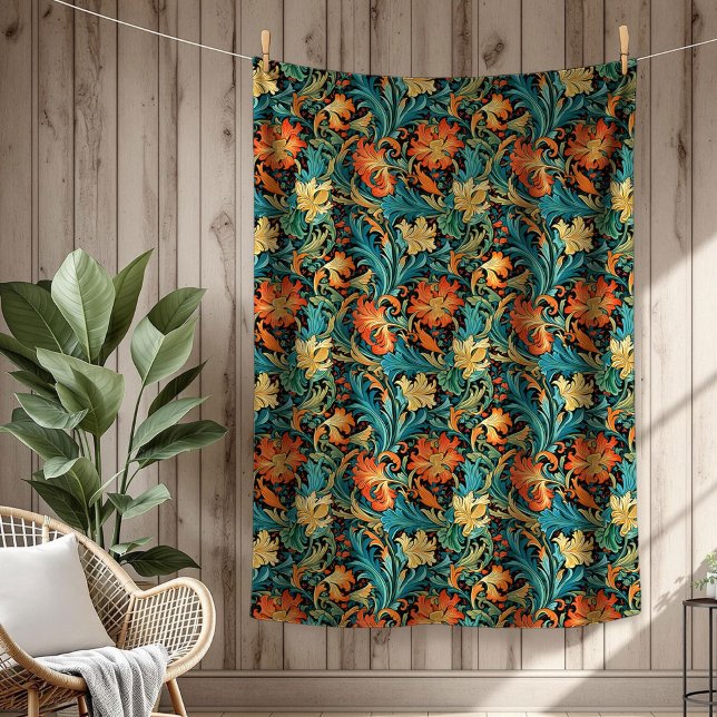 Manta Polar Patrones Florales Icónicos Morris Botánico Refinad (Refined Botanical Morris Iconic Floral Patterns Fleece Blanket)