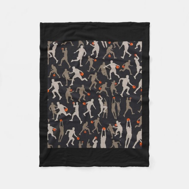 Manta Polar Patrones negros de la tela de baloncesto (Anverso)