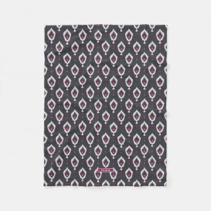 Manta Polar Patrones tribales ikat negros y morados chic