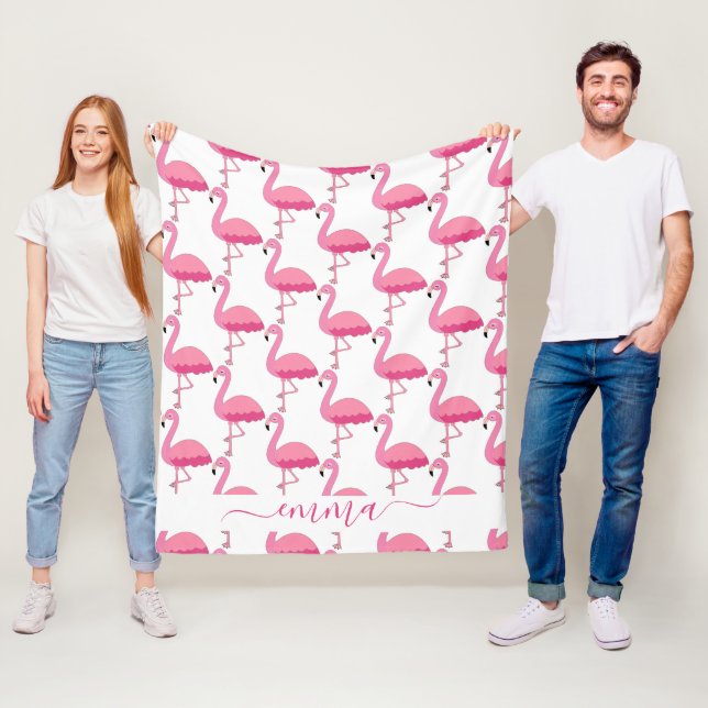 Manta Polar Patter Flamingo Personalizado Con Nombre Personali (In situ)