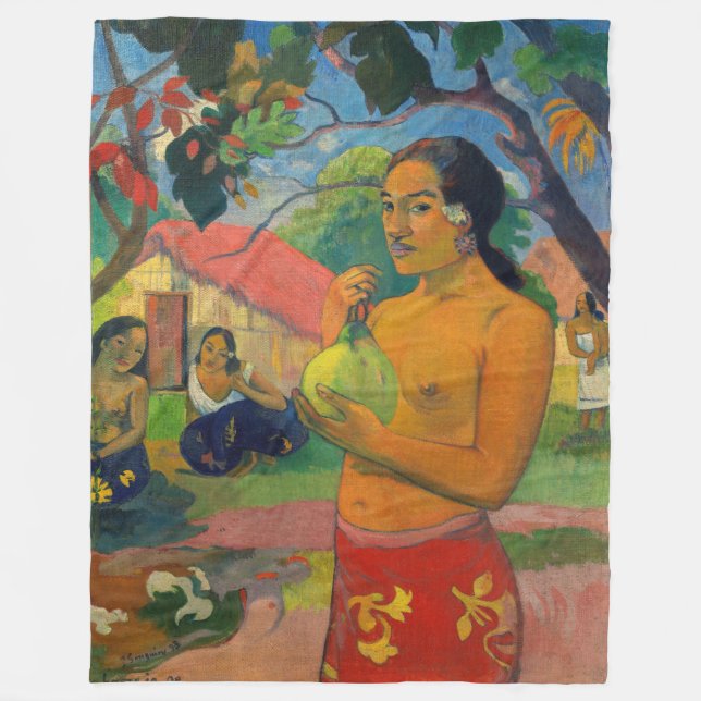 Manta Polar Paul Gauguin - Mujer sosteniendo un fruto (Anverso)
