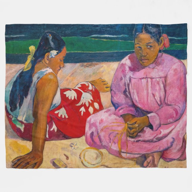 Manta Polar Paul Gauguin - Mujeres tahitianas en la playa (Frente (Horizontal))