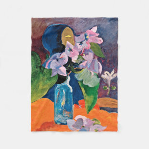 Manta Polar Paul Gauguin - todavía vida con las flores y el
