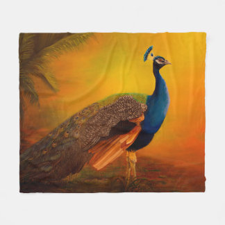 Manta Polar Pavo real indio al amanecer arte