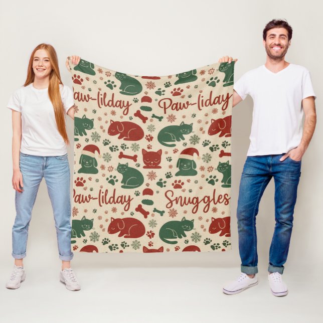 Manta Polar Paw-liday Snuggles Pet Lover Dog Cat Christmas (In situ)