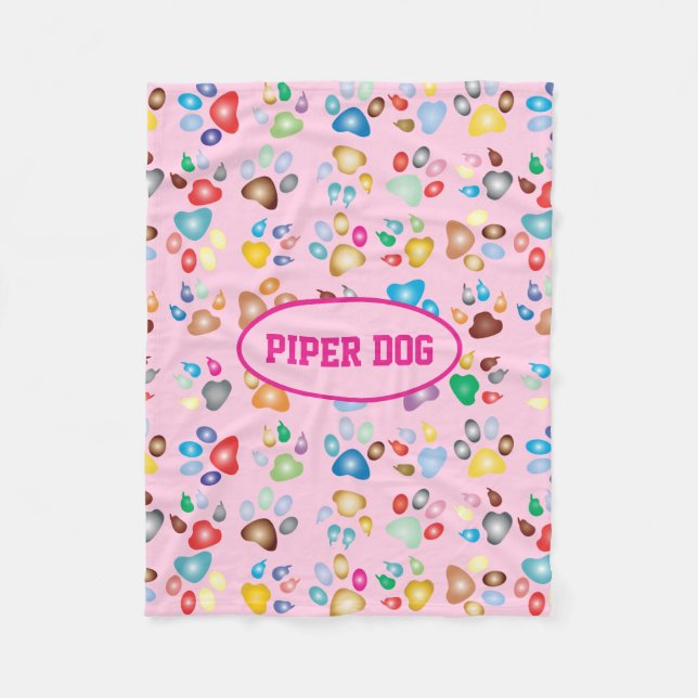 Manta Polar Paw Print Dog Fleece Blanket (Anverso)