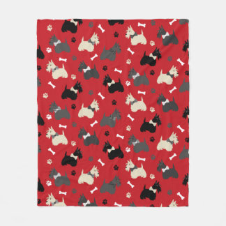 Manta Polar Paws y huesos aterradores escoceses rojos