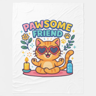 Manta Polar Pawsitive Vibes with Pawsome friend Cute Cat Lover