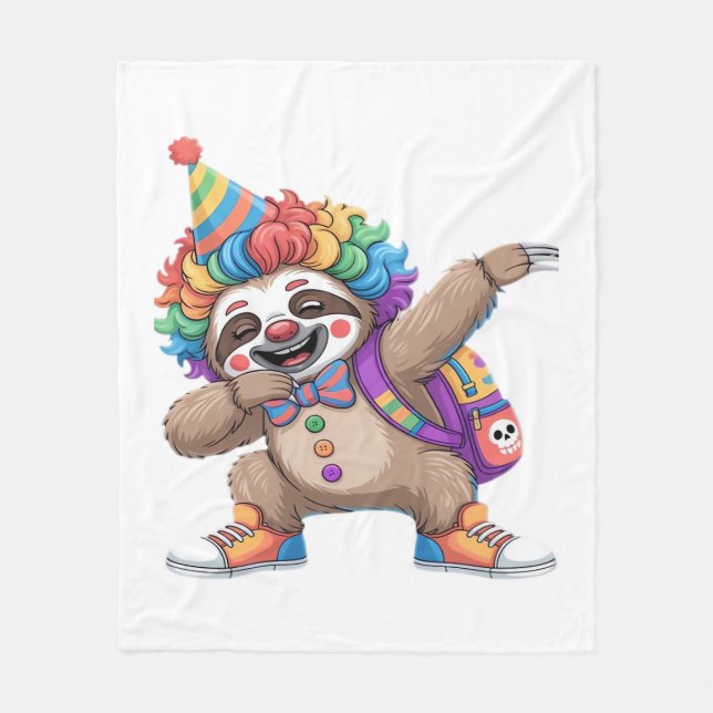 Manta Polar Payaso bailarín Dabbing Spooky Halloween esloth Ov (Anverso)