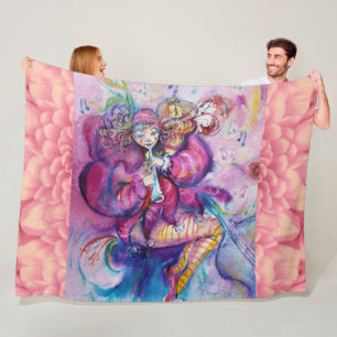 MANTA POLAR PAYASO ROSA MUSICAL CON BUHO