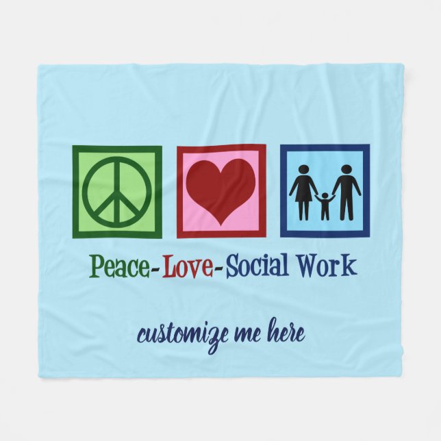 Manta Polar Paz Amor Trabajo Social Personalizado Trabajador S (Frente (Horizontal))