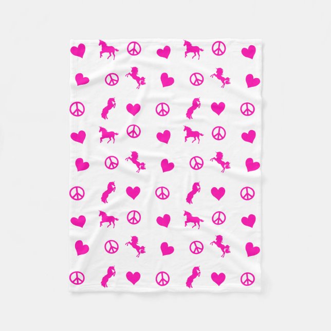 Manta Polar ¡Paz, amor y unicornios rosados, también! (Anverso)