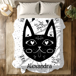 Manta Polar Paz en blanco y negro, amor, alegría Personalizado