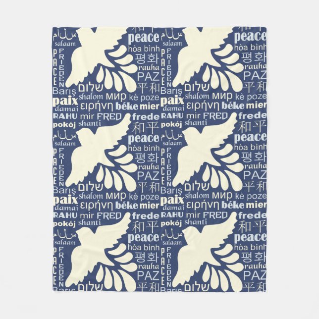 Manta Polar PAZ en muchos idiomas frazadas (Anverso)