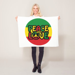 Manta Polar PAZ y AMOR, estilo reggae