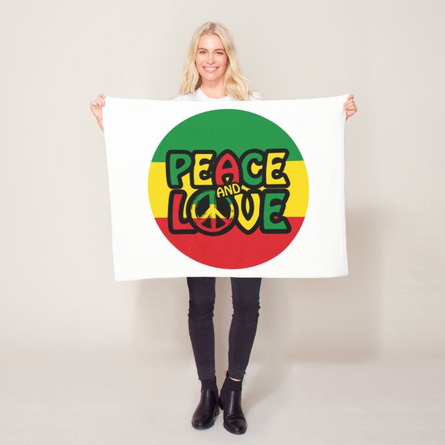 Manta Polar PAZ y AMOR, estilo reggae (In situ)