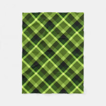 Pea Green Plaid Pattern Small Fleece Blanket