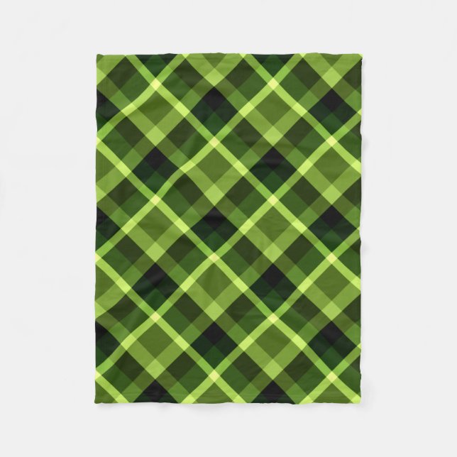 Manta Polar Pea Green Plaid Pattern Small Fleece Blanket (Anverso)