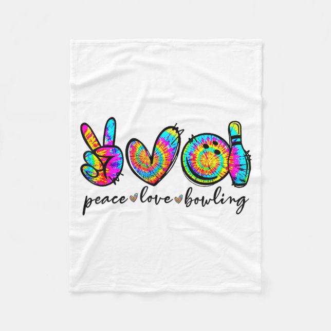 Manta Polar Peace Love Bowling Tie Dye Funny Bowling Lovers  (Anverso)